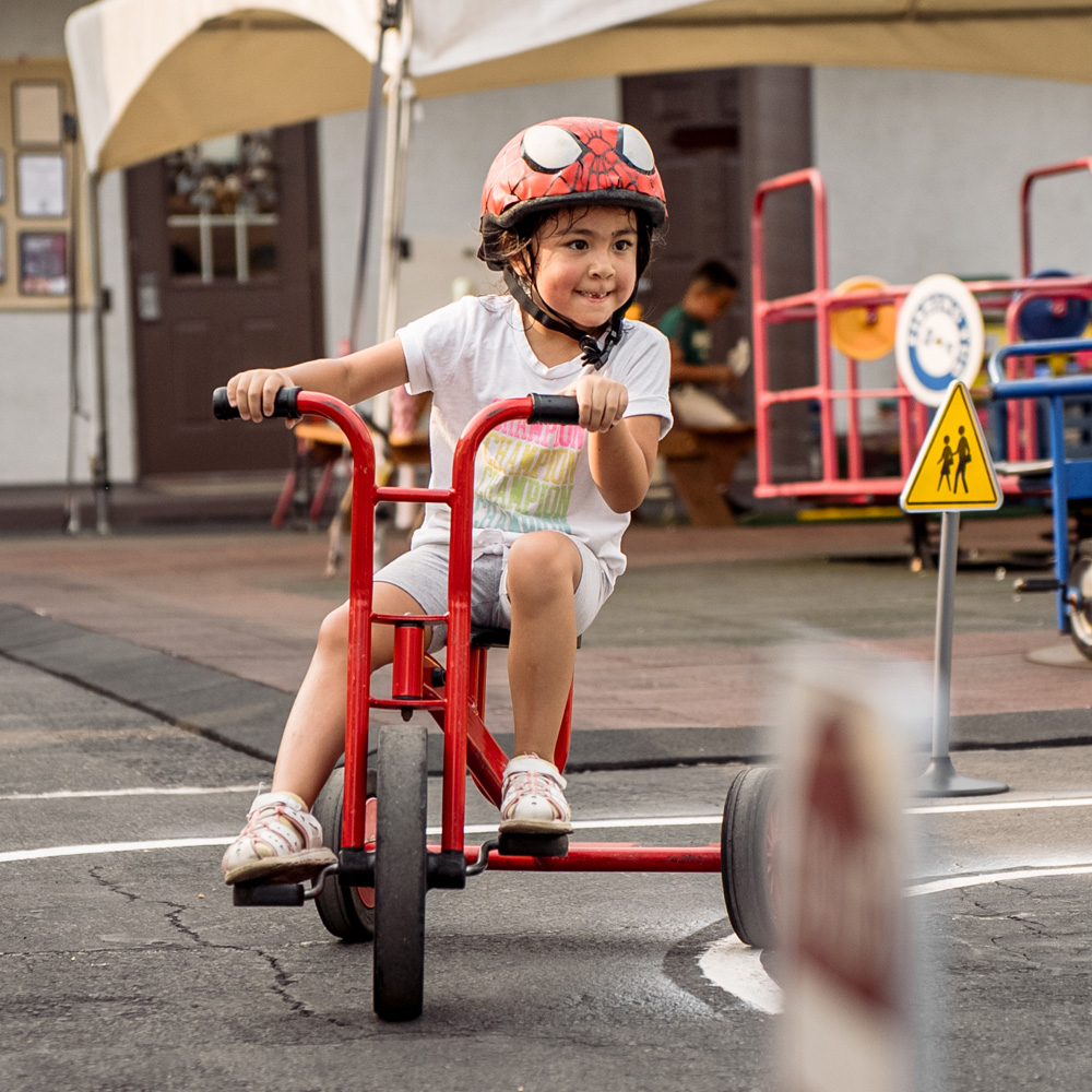 Gross motor play area for running, climbing and balancing at Baby Genius Daycare